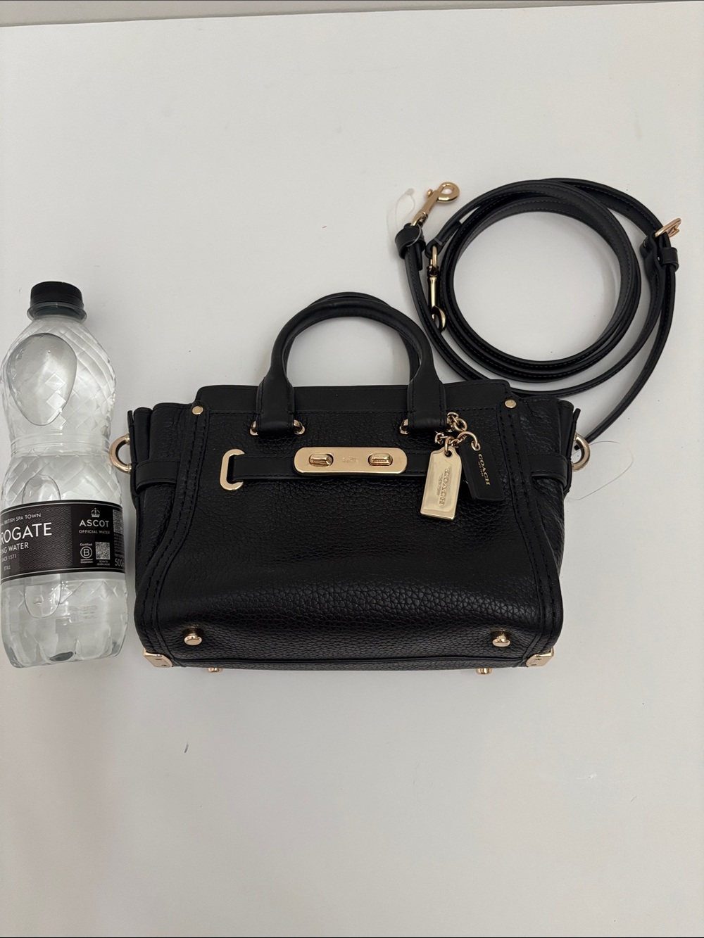 Coach Black Pebbled Leather Satchel with Gold Hardware